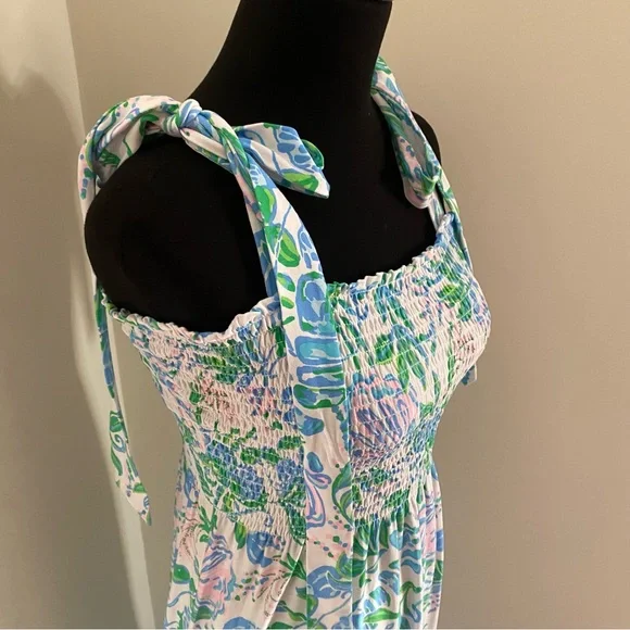NWT - Lilly Pulitzer Kailua Smocked Maxi Dress, Resort White Just A Pinch, Large - Picture 6 of 8